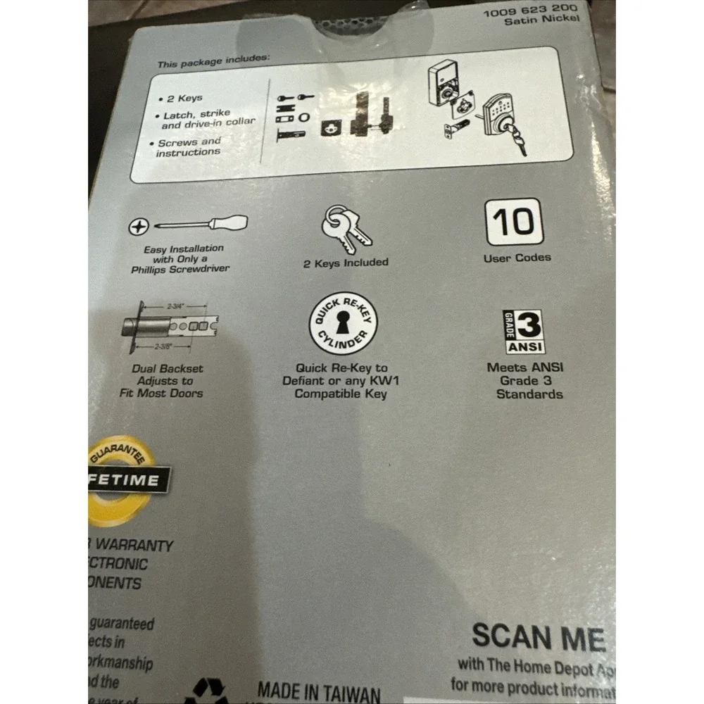 Defiant Touchpad‎ Deadbolt Lock Satin Nickel 1009 623 200